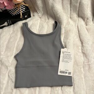 Lululemon Power Pivot cropped Grey Ribbed Tank size 0